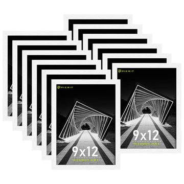 9x12 Picture Frame Set of 12, White Wood Grain Gallery Wall Frames