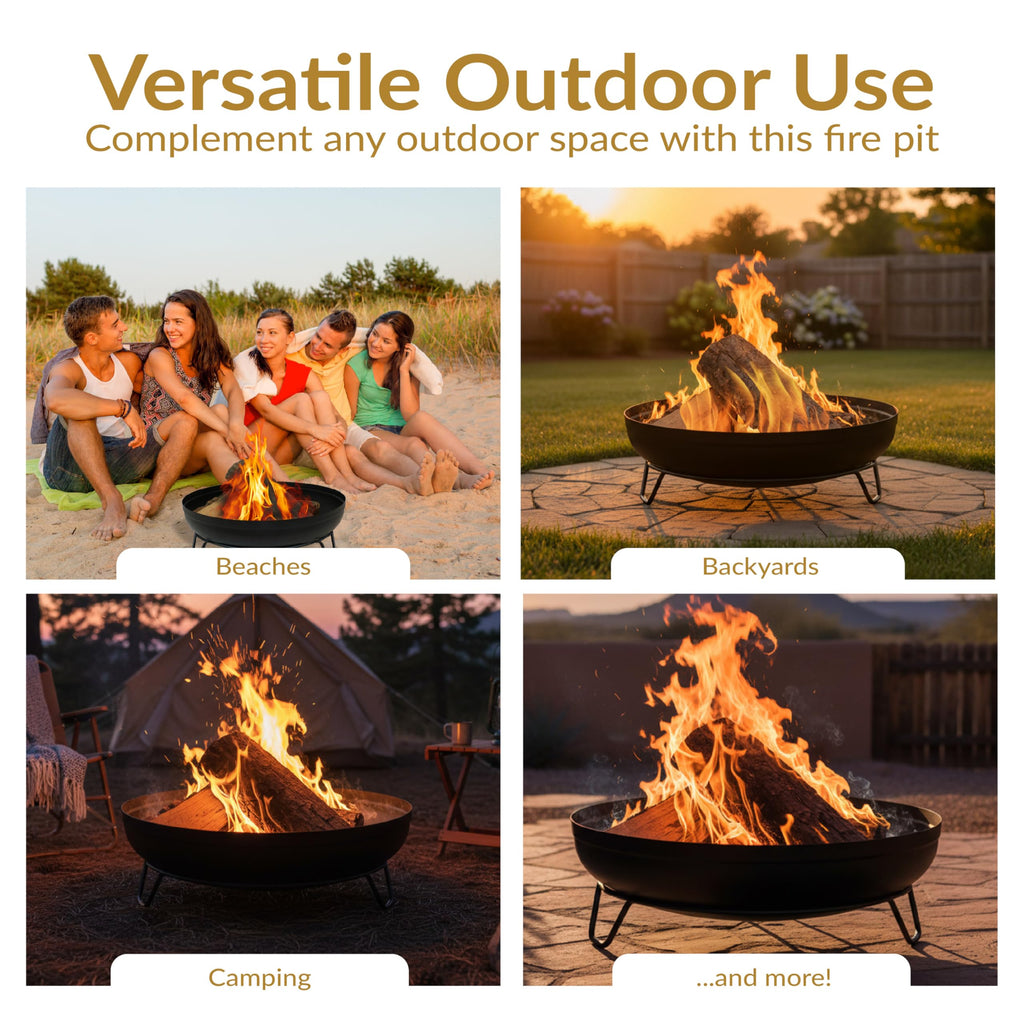 23-Inch Portable Patio Fire Pit Bowl, Black