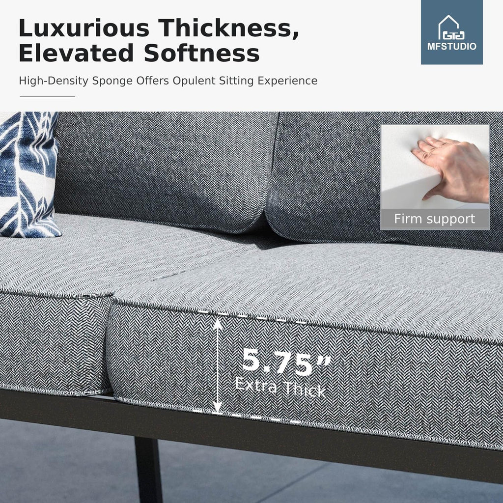 4 Pieces Patio Conversation Sets(5 Seat),Outdoor Metal Furniture Sofas with 1 Loveseat(3 Seat)