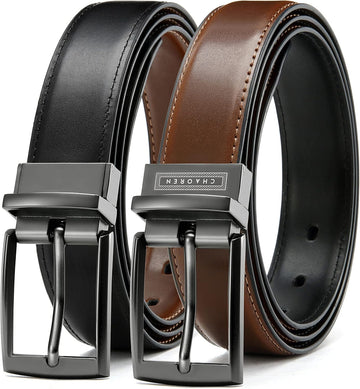 Boys Reversible Dress Belt 1 Piece - 1.25" Leather Belt for Kids