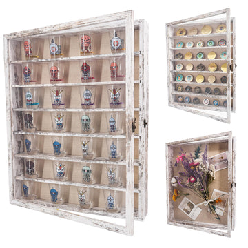 Shadow Box Frame Display Case 16x20 with Removable Shelves, Deep Memory Box Trinket Knick Knack Shelf Cabinet for