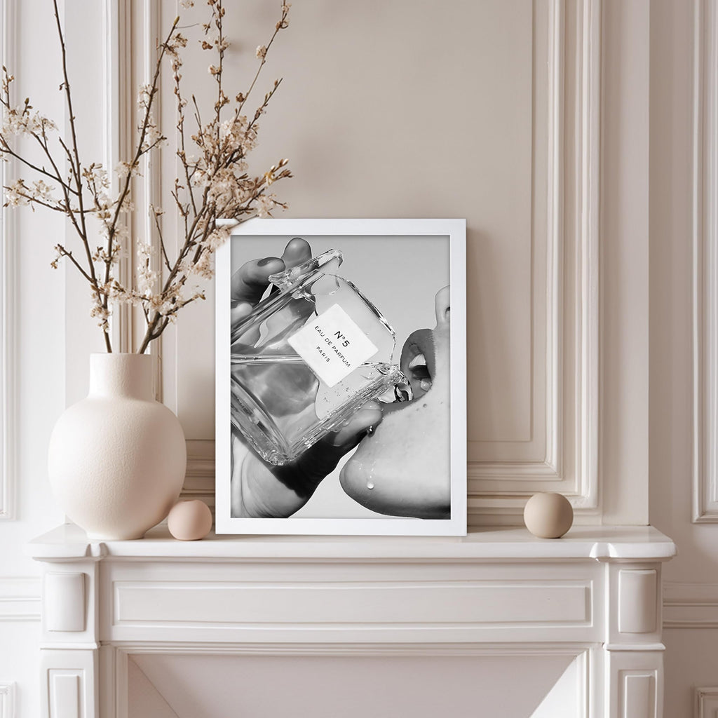 Perfume Poster - Drinking Perfume Print - Fashion Art - Luxury Brand Design - Photography Illustration - Black and