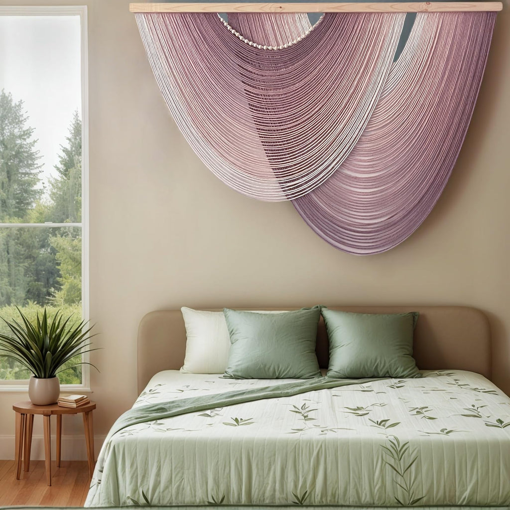 Large Macrame Wall Hanging tapestry Pink Brown Ombre-Dyed Wall Art 57"X39"