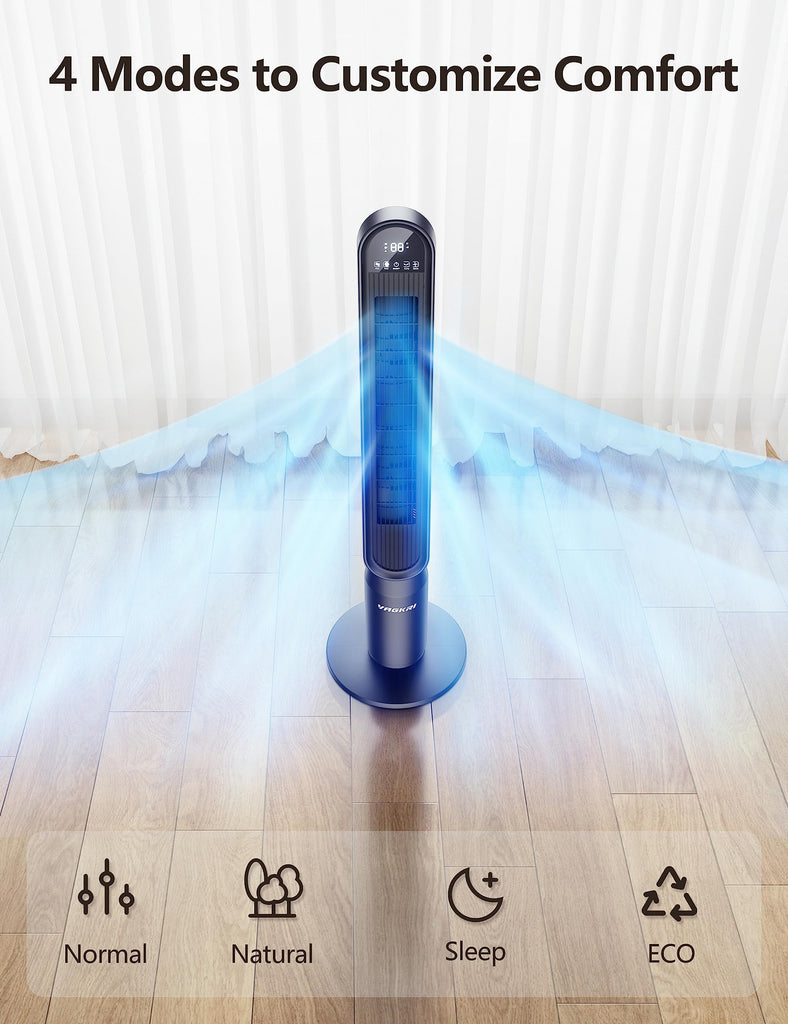 Tower Fan , 42 Inch Quiet Floor Fan with 135° Vertical 90°Oscillation Fans for Indoors, 4 Modes, 4 Speeds, 15H Timers