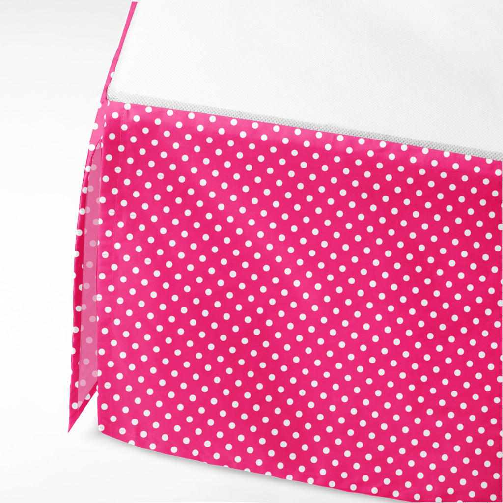 Mix N Match Pin Dots Crib/Toddler Bed Skirt Dust Ruffle (Fuschia)