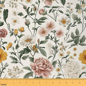 Vintage Floral Fabric by The Yard Garden Flower Upholstery Fabric Boho Waterproof Indoor Outdoor Decor for DIY Sewing