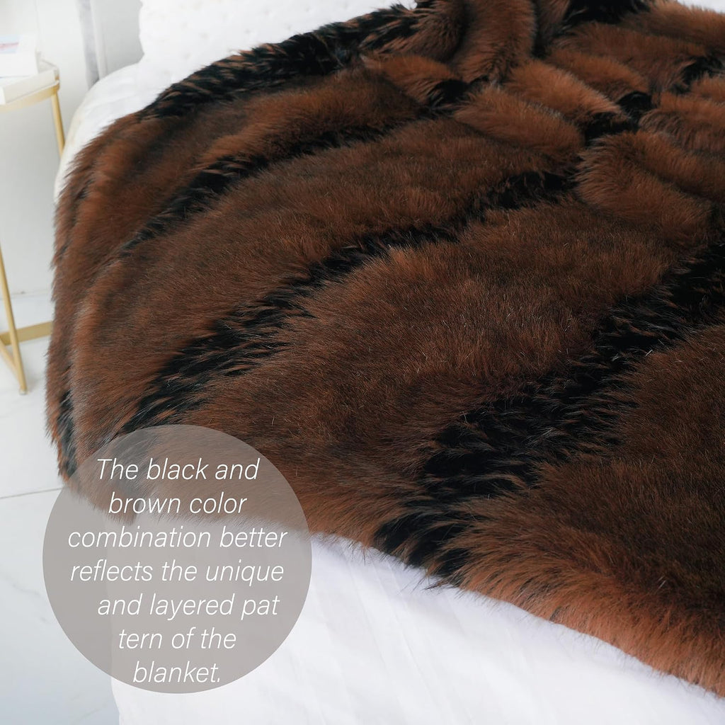 Fox Faux Fur Blanket Luxury Fur Throw Blanket Sofa Fluffy Blanket Super Warm Elegant Cozy Fuzzy Throw Blankets for