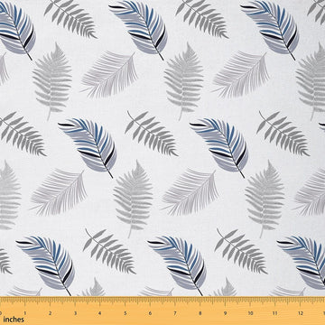Feather Fabric by The Yard, Simple Ripples Upholstery Fabric, White Gray Blue Decor for Craft Patchwork, Abstract Modern