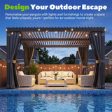 Louvered Pergola 10x12, Steel Aluminum Pergola with Adjustable Louvered Roofs
