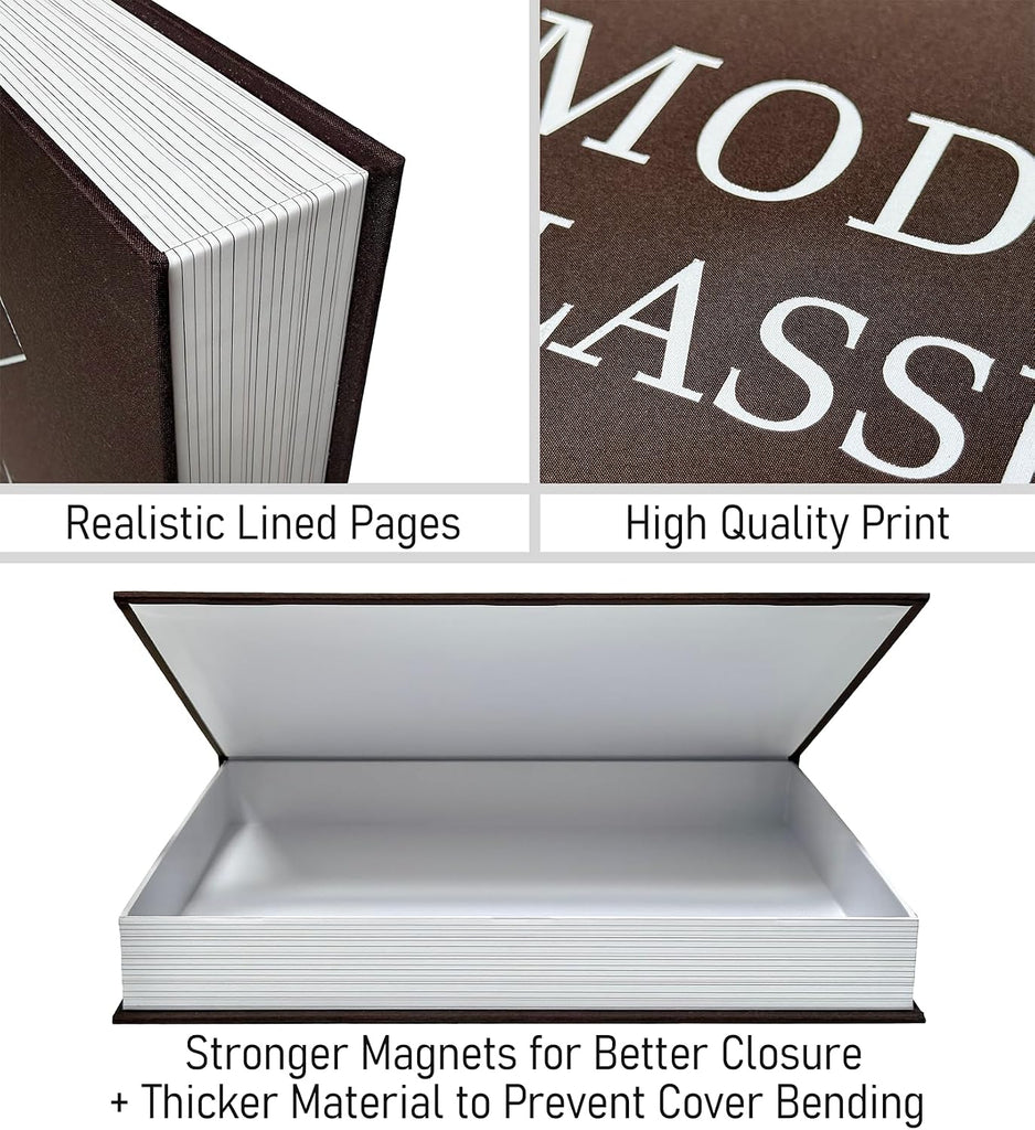 Decorative Coffee Table Books, Set of 2 Brown Faux Book Storage Boxes | Linen Fake Books for Practical Decor, 11x8"