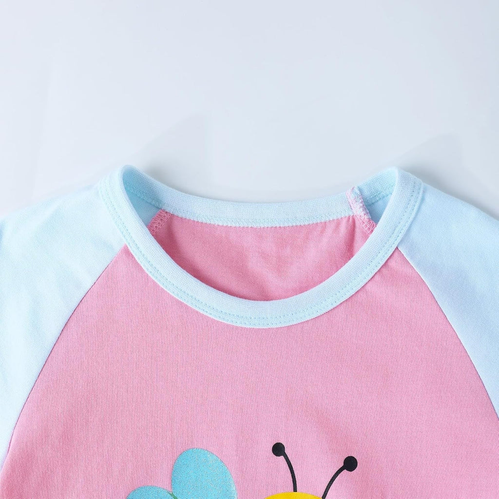 Toddler Girls Graphic T Shirts 3 Pack 100% Cotton Cute Spring Summer Short Sleeve Tees Soft Breathable Tops