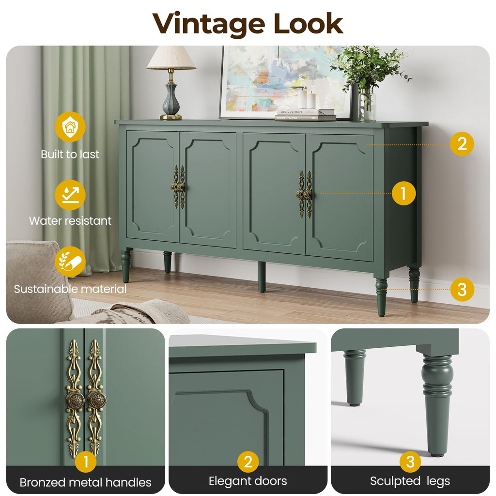 58" Sideboard Buffet Cabinet & Coffee Bar, Green2