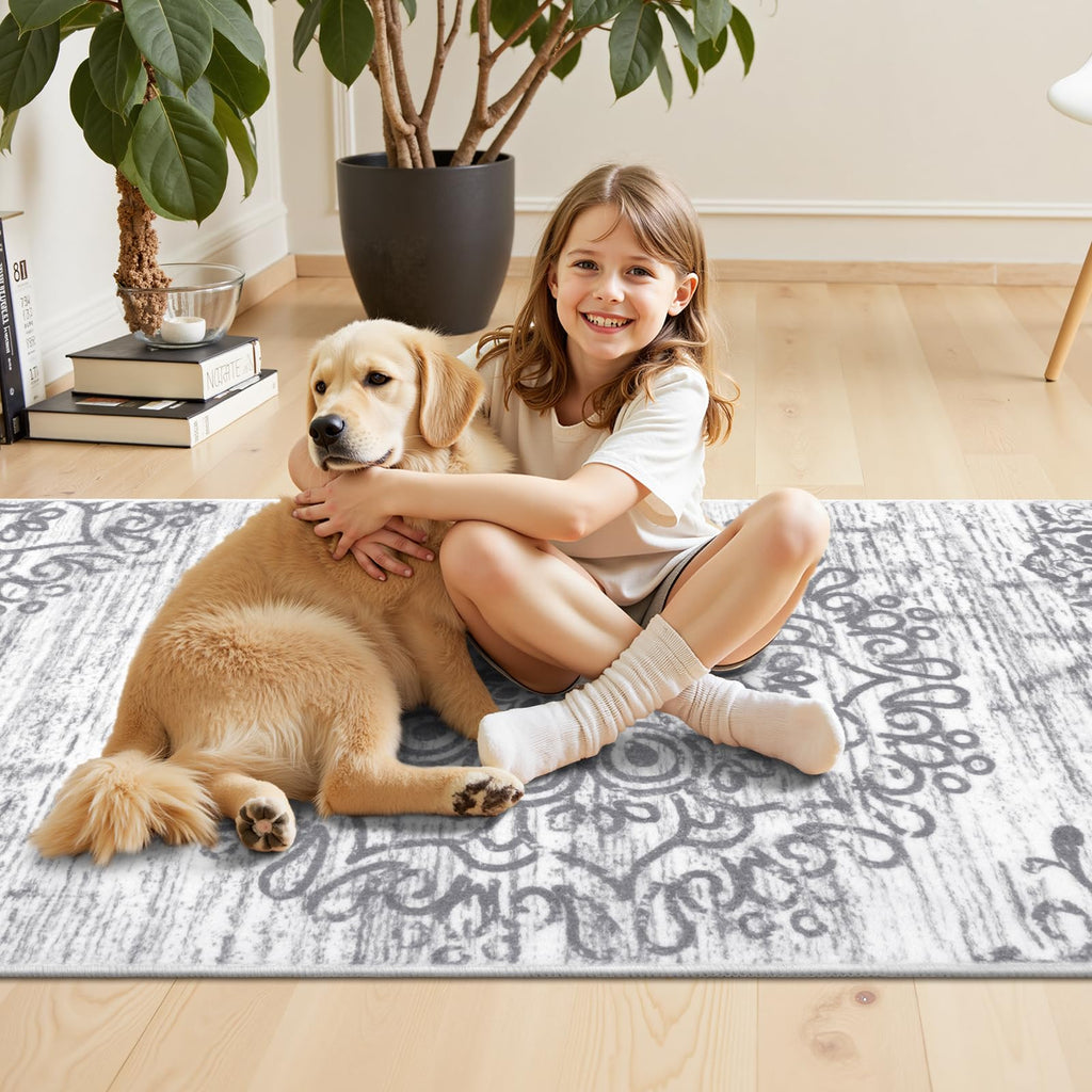Hallway Runner Rug 3'x8', Washable Non Slip Kitchen Rug Runner