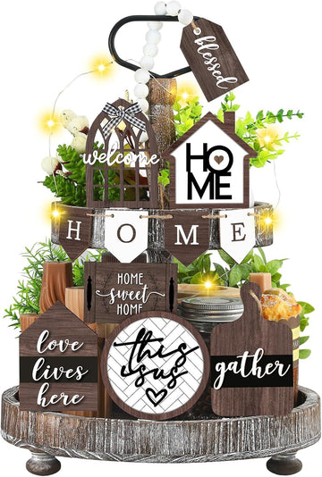 Home Tiered Tray Decor This is us Rustic Wooden Signs - Set of 11