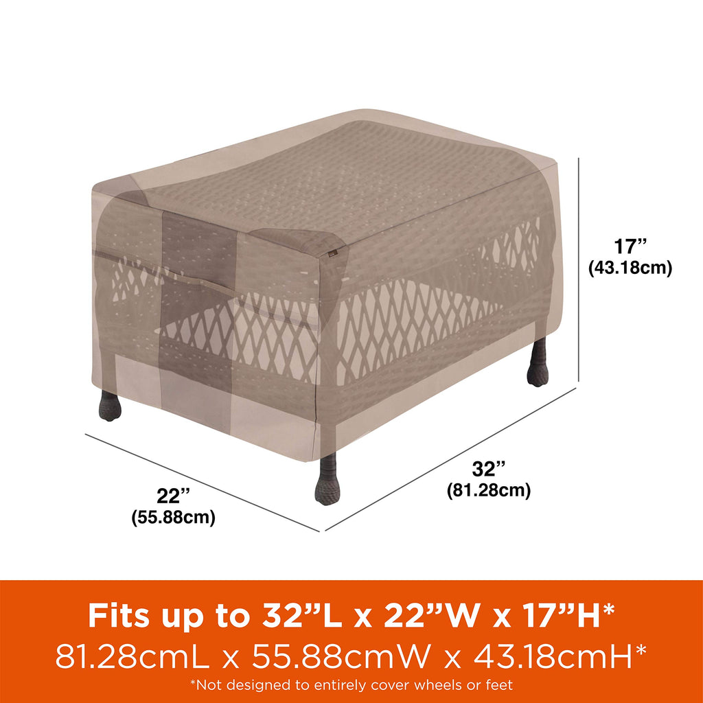 Monterey Patio Ottoman/Side Table Cover - Water-Resistant Fabric - Heavy-Duty Protection for Outdoor Deck Furniture