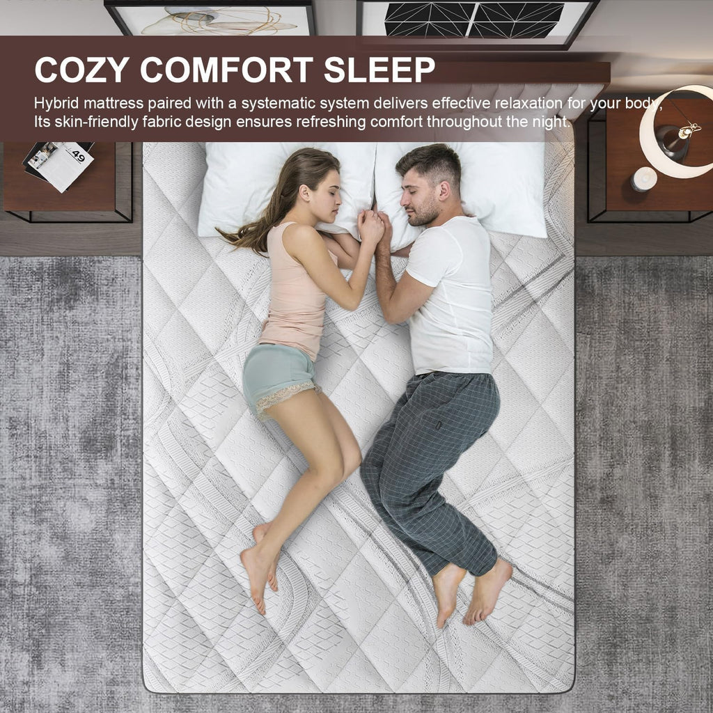 King Size Mattress,14 Inch - Medium Firm Hybrid Mattress with Memory Foam & Pocket Springs,Extra Back & Lumbar