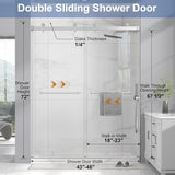 Frameless Double Sliding Shower Door 43-48" W x 72" H