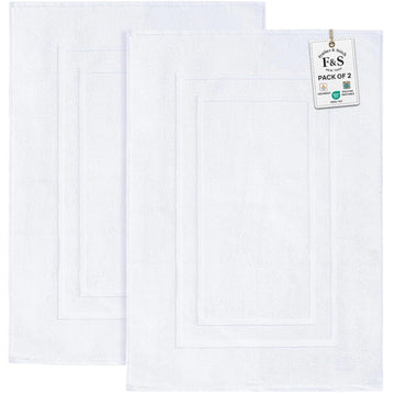 & Stitch 100% Cotton Bath Mats 2 Piece 30x21 Inches, White