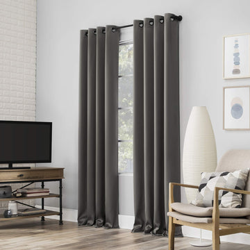Nordic 2-pack Theater Grade Extreme 100% Blackout Grommet Curtain Panel Pair, 52" x 84", Gray("Each panel measures