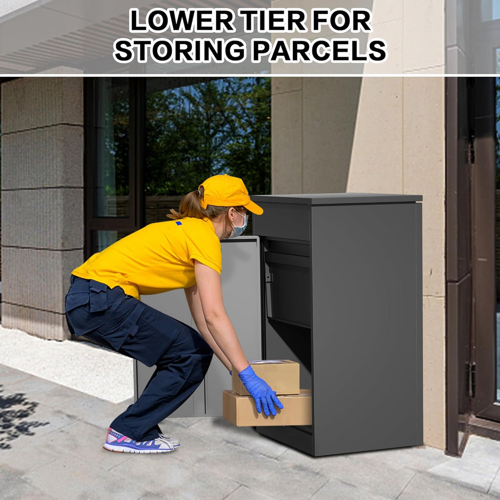 Package Delivery Boxes Parcel 19.7”x16.1x”33.5”, Anti-Theft Parcel Mailbox with Coded Lock