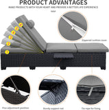 Outdoor Chaise Lounge Chairs for Outside Patio Furniture Set of 2 Wicker Recliner Black Rattan Sunbathing