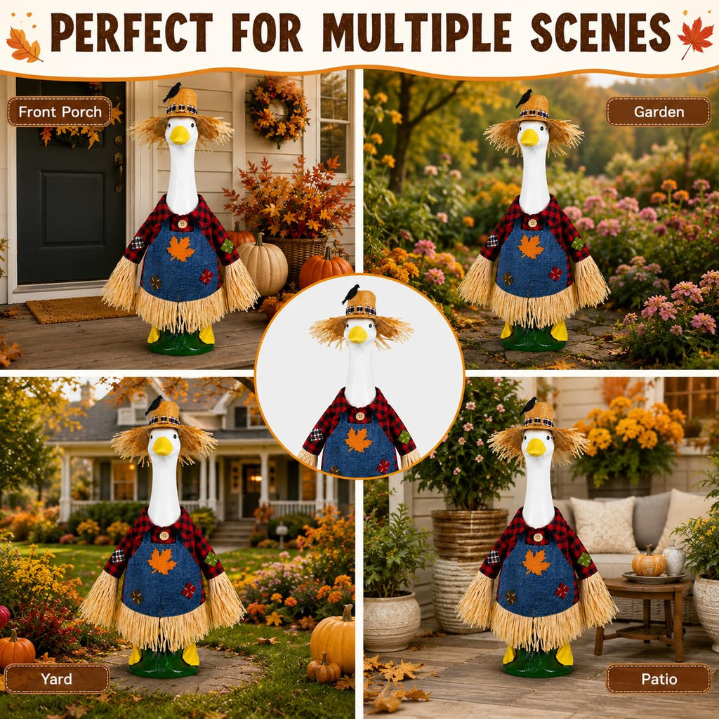 Fall Porch Goose Outfits Fits 23Inch Goose Statue for Outdoor Garden Decor