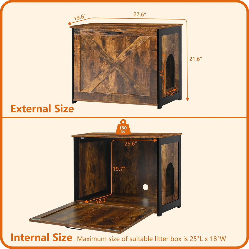 Cat Litter Box Enclosure, Hidden Litter Box Furniture, 27.6 Inches