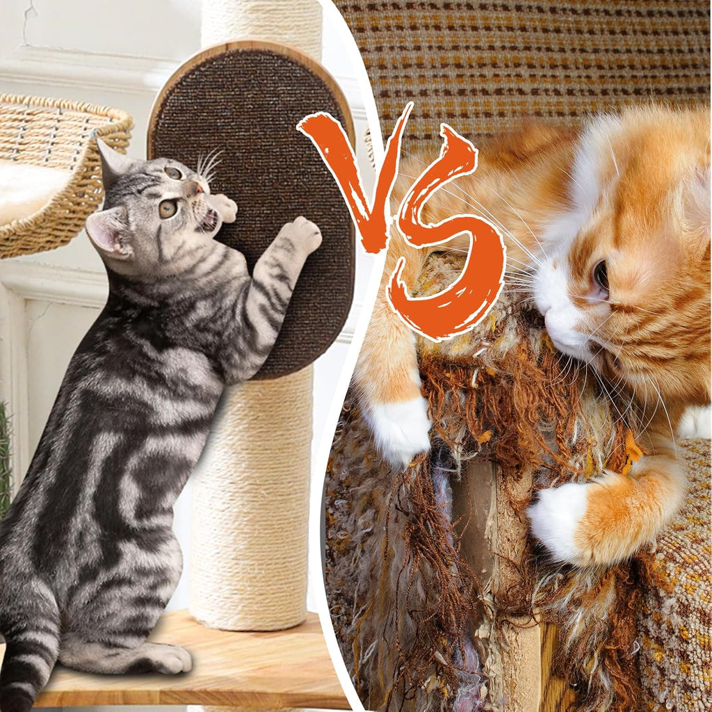 55-Inch Cat Tree for Large Indoor Cats with 4 Handwoven Basket Beds