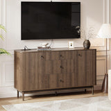 59" Buffet Cabinet with Drawers, Large Fluted Sideboard Buffet Storage Cabinet with Charging Station