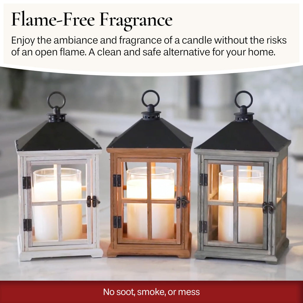 White Wooden Farmhouse Candle Warmer Lantern - for Top-Down Warming & Flame-Free Fragrance