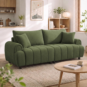 88 "Modern Boucle Sofa Couch, Oversized Comfy 3 Seater Sherpa Curved Sofas Deep Seat, Upholstered Loveseat Teddy