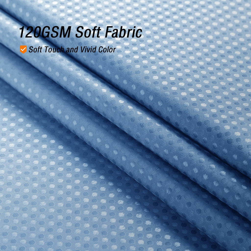 Blue Shower Curtain, Waffle Weave Textured Ombre Fabric Shower Curtain Set with Hooks, Water Repellent, Machine