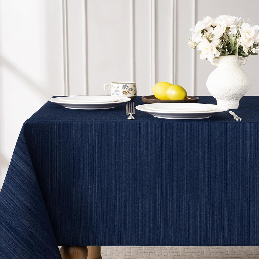 Jacquard Rectangle Tablecloth - Geometric Line Damask Table Covers Waterproof Stain Resistant Washab