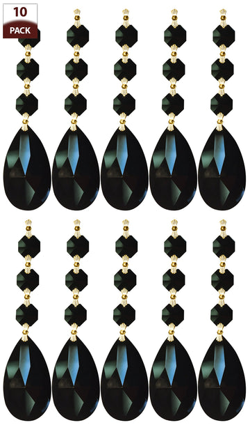 Designs Almond Cut Teardrop Pendant Chandelier Crystal Prism with Polished Brass Connectors and 3 Octagon Beads