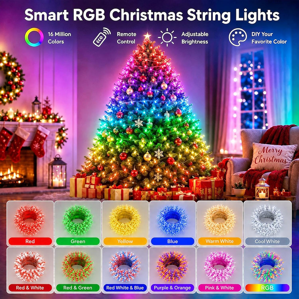Smart Color Changing Christmas Lights App & Remote Control, 66Ft 200 LED