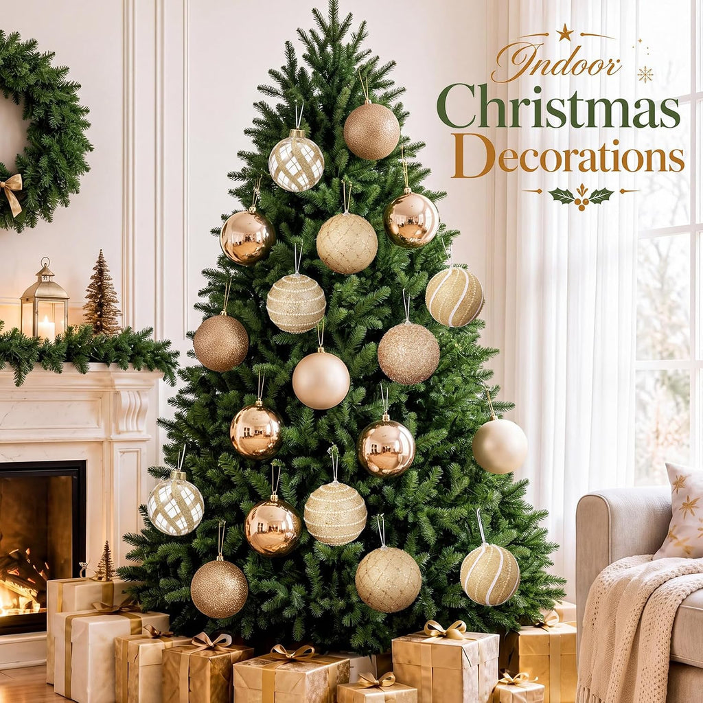 8 Pcs Champagne Large Christmas Ball Ornament 6 Inch Hanging Ornament