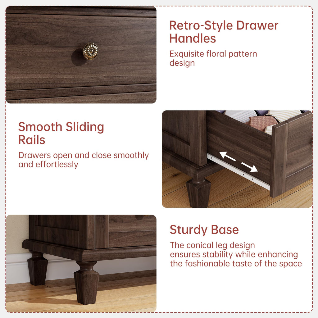 6 Drawer, 47" Vintage, Dark Brown