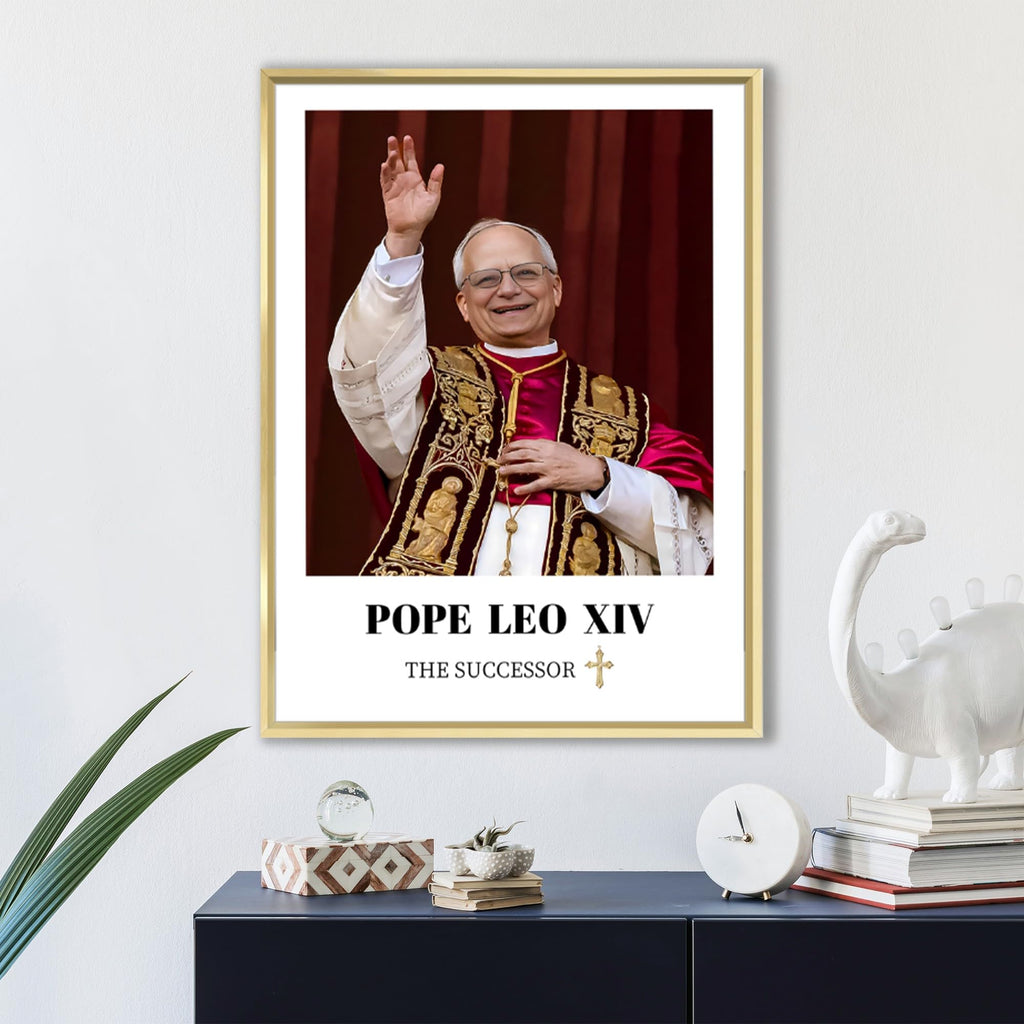 Framed Pope Leo XlV Poster Classic Portrait Christ Art Print, Religious Figure Painting For Church/Prayer Room Pray