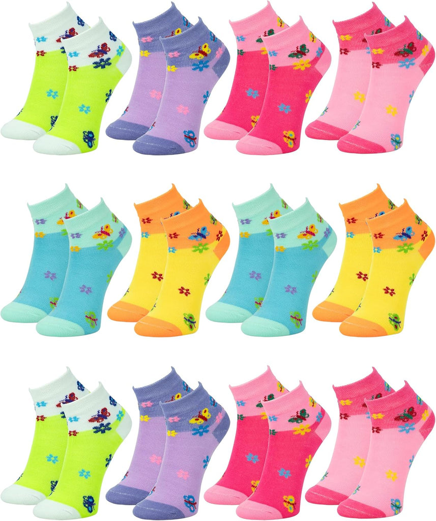 12 Pairs Girl Children Toddler Kids Cotton Ankle Socks