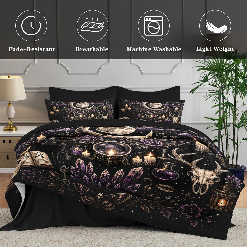7 Pcs Queen Size Comforter Set, Witchy Crystal Bedding
