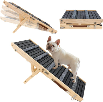 Dog Ramp for Bed, Non-Slip, Extra Wide Pet Ramp, Wooden Foldable (S)