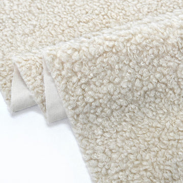 Light Beige Curly Sherpa Faux Fur Fabric, 63" Wide, 1 Yard