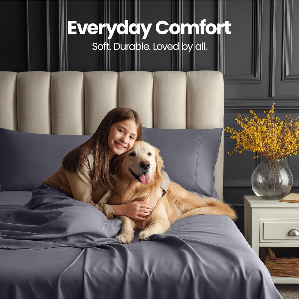 King Extra Deep Pocket Sheet Set - Fits Mattresses Up to 21 inches - Cooling, Soft & Breathable - Oeko-Tex 4 Piece