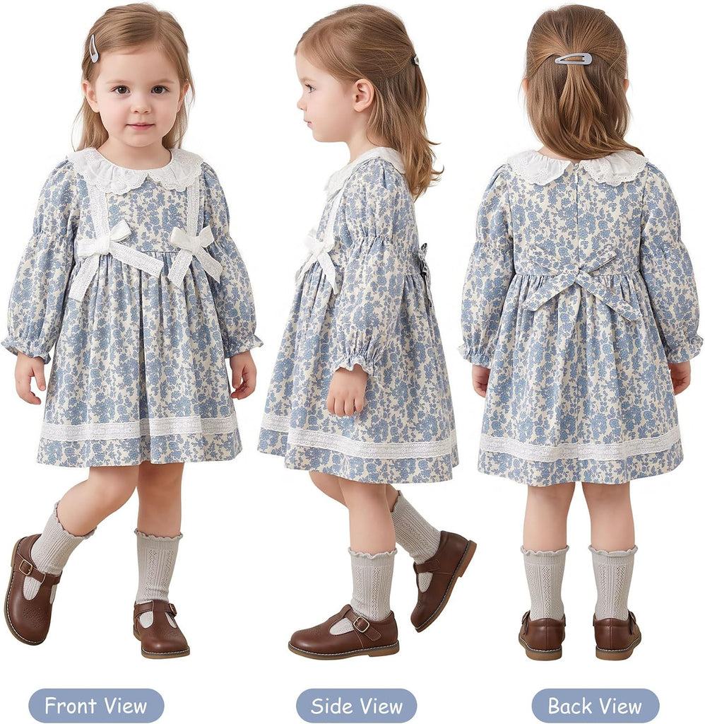 Toddler Floral Dress, Long Sleeve Smocked