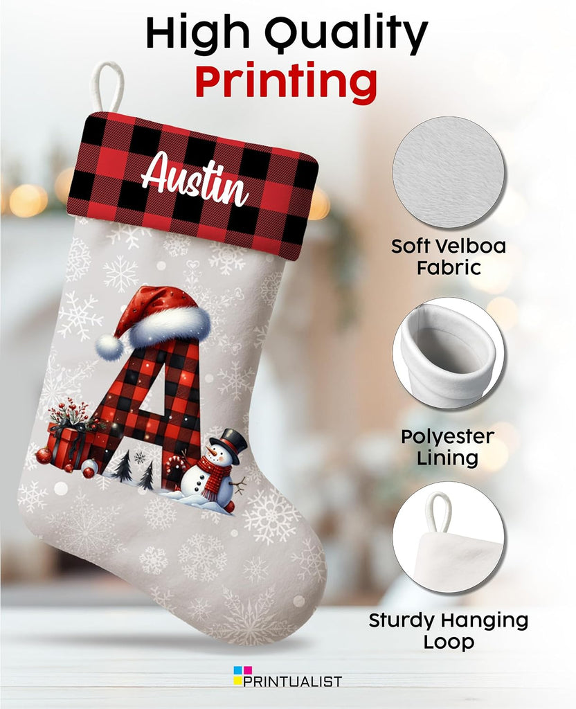 Personalized - Xmas Stockings for Family, Kids, Baby, Cat & Dogs - Add Name, Initial or Photo - Fireplace Christmas