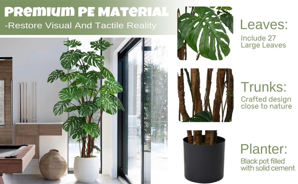 Artificial Monstera Deliciosa Tree 8FT with 27 Split Leaves