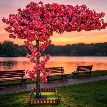 6FT Red Wedding Bougainvillea Artificial Tree Large, Artificial Cheery Trees Indoor Outdoors Decor, Tall Handmade Fake