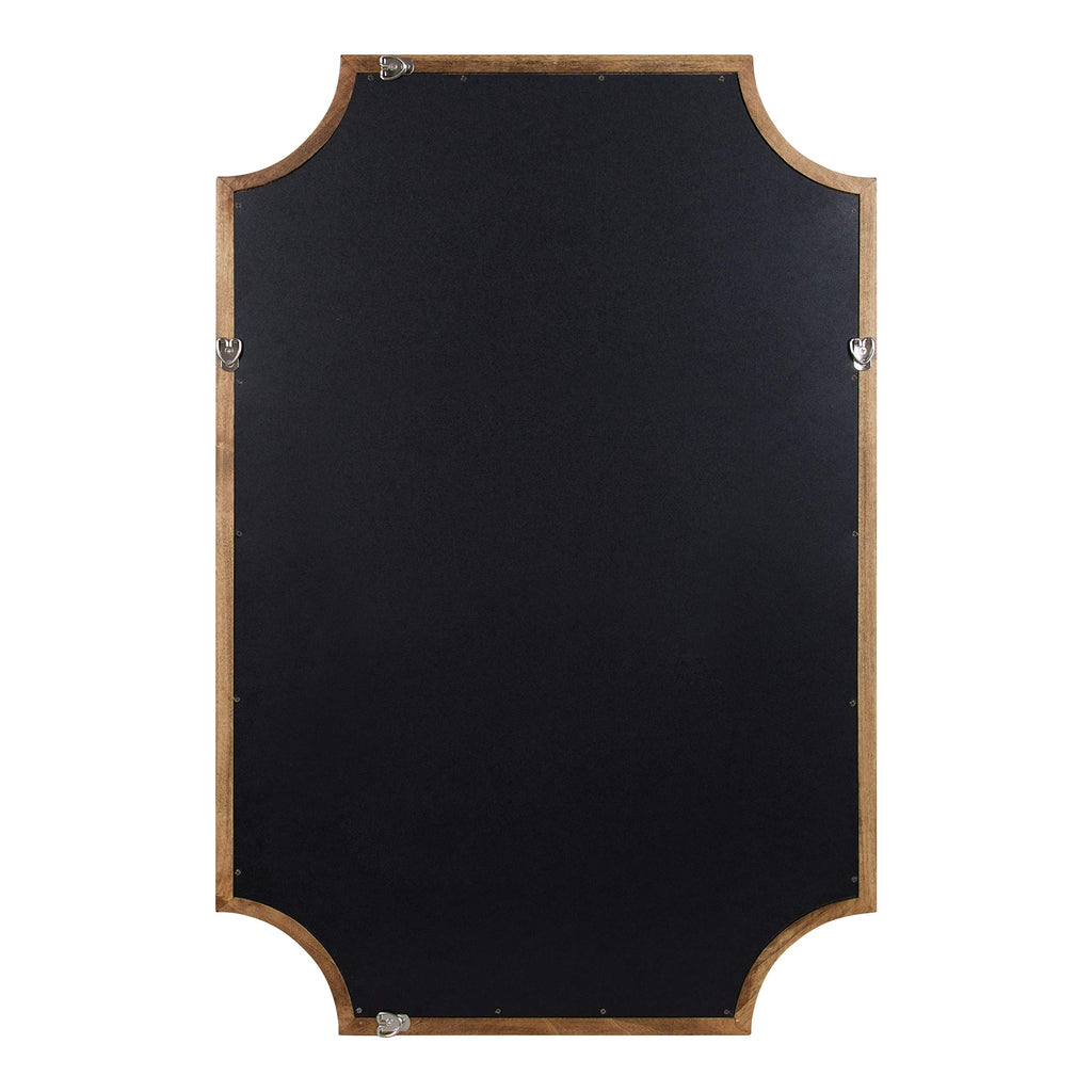 Hogan Farmhouse Wood Framed Wall Mirror, 24 x 36, Rustic Brown, Modern Wall Accent with Scalloped Corners