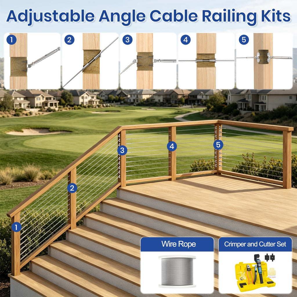 10 Pairs 1/8" Cable Railing Kit Swage Toggle Turnbuckle Hardware