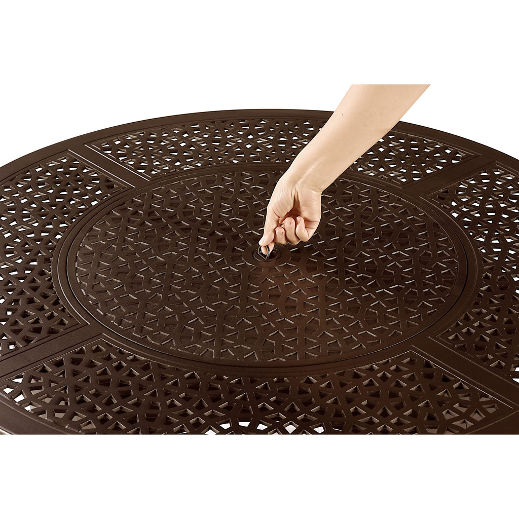 44 in. x 44 in. Aluminum Propane Fire Pit Table with Glass Beads, Two Covers, Lid, 57, 000 BTUs in Brown Finish